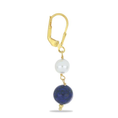 BUY NATURAL WHITE PEARL AND LAPIS GEMSTONE NUGGETS NECKLACE